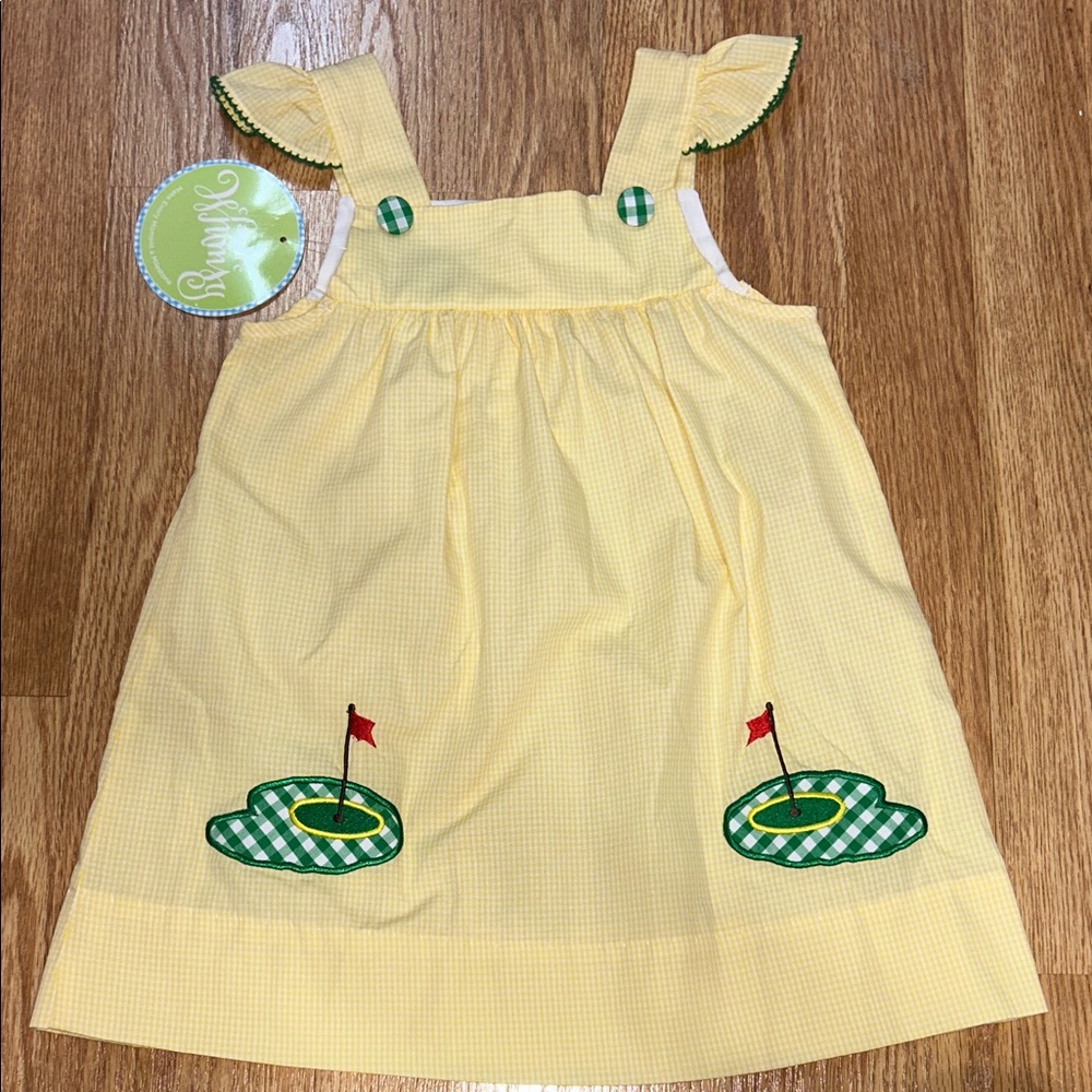 NWT Classic Whimsy Yellow Sleeveless Dress with Golf Embroidery